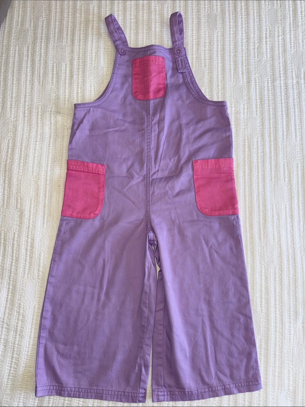 Old Navy Purple Overalls with Pink Patch Pockets
